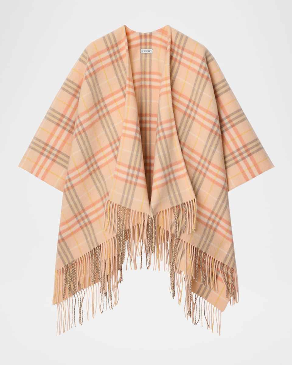 Charlotte Check-Print Wool-Blend Cape